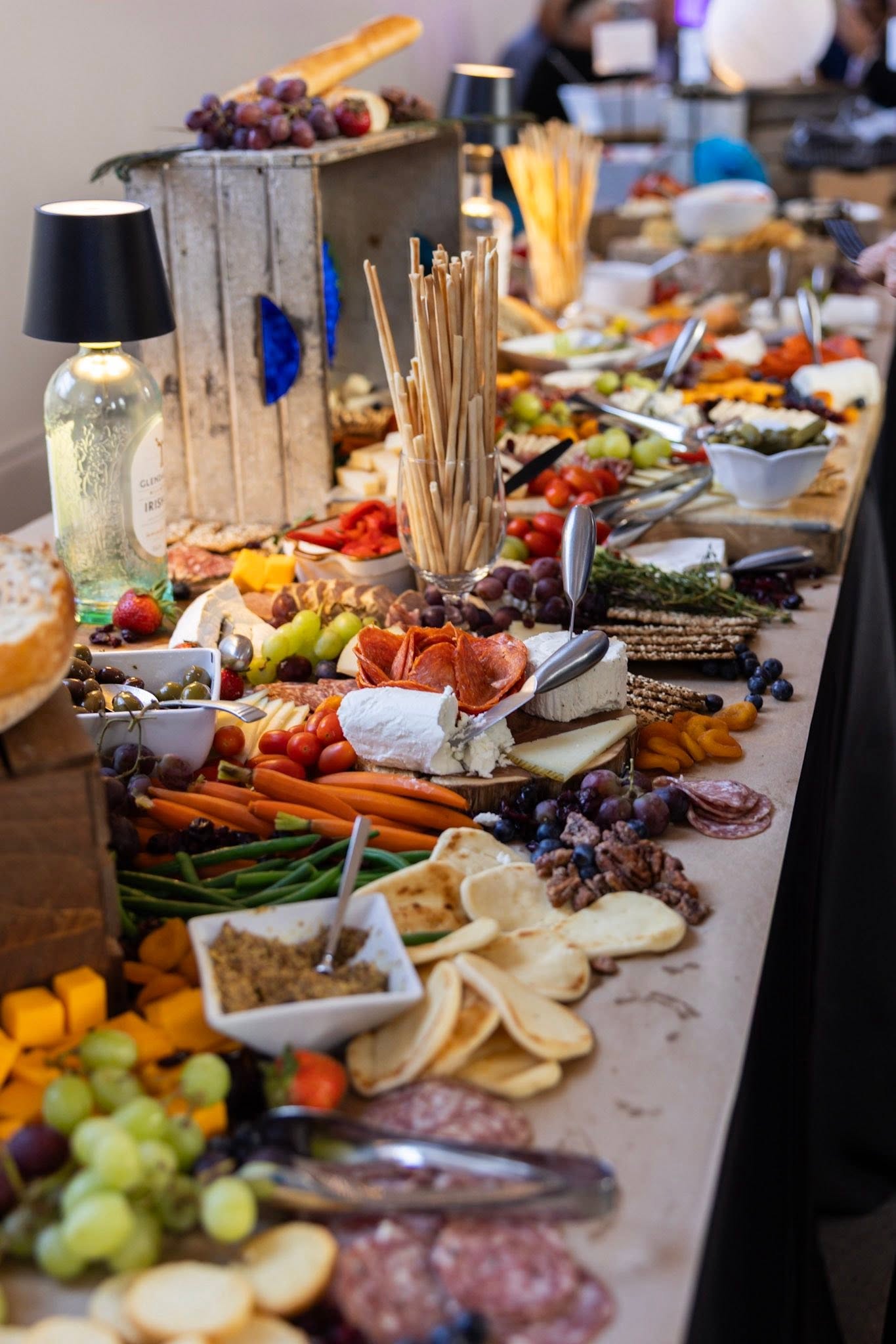 large spread of charcuterie on a table